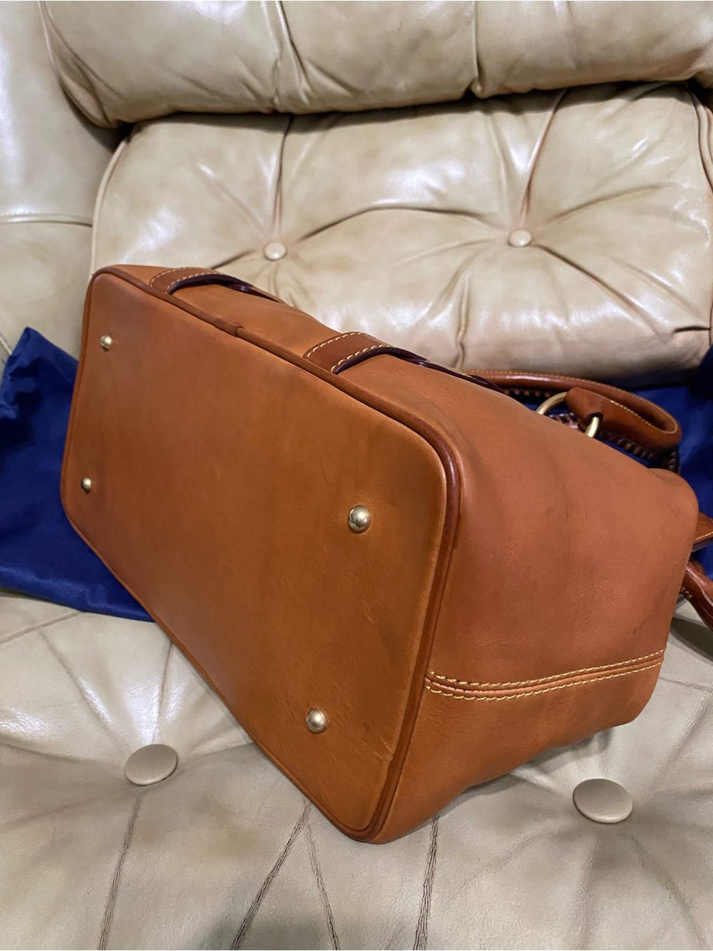 Dooney & Bourke LARGE Framed Doctor Bag Florentine Mitchell Leather Whipstitch - Picture 9 of 16